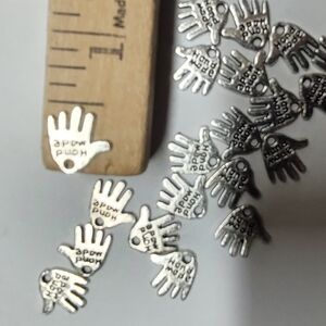 #101 20 hand-made hand print Charm for jewelry making or crafts .50"